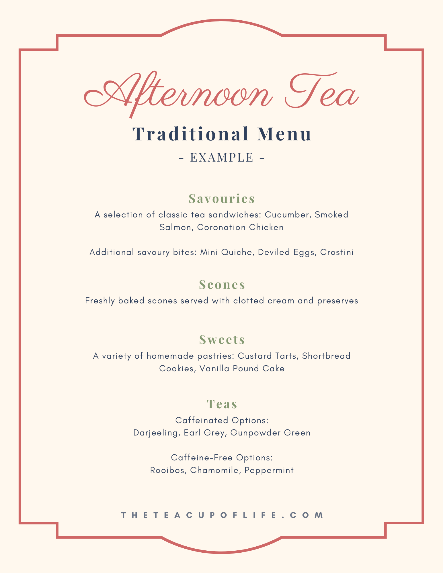 Afternoon Tea Menu Template