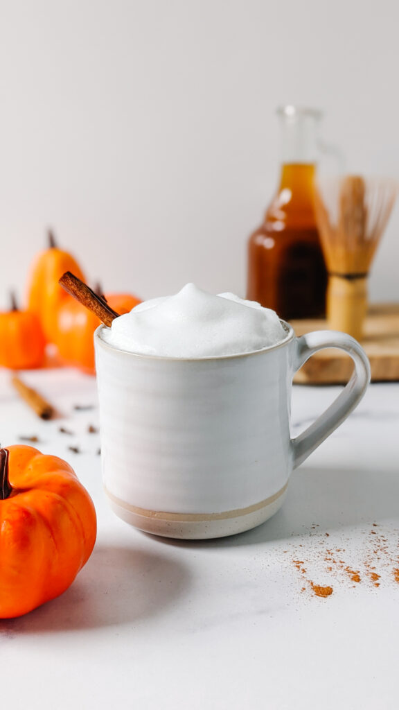 pumpkin spice hojicha latte
