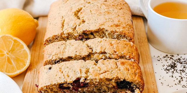 Earl Gray Tea Loaf Cake with Blueberries and Lemon Curd